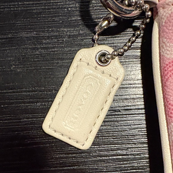 Coach Signature Pink and White Wristlet - Picture 3 of 5